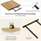 Fun Memories Square Floating Shelves for Wall - 12 Inch Deep Floating Shelves with Invisible Brackets, Oak Small Wall Shelf f
