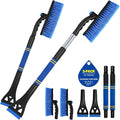 BFONS 2Pack Ice Scrapers for Car Windshield, 2-in-1 Snow Scraper and Snow Brush for Car SUV Truck, Car Ice Windshield Scraper for Ice and Snow with 360° Pivoting Brush and Ergonomic Foam Grip Blue