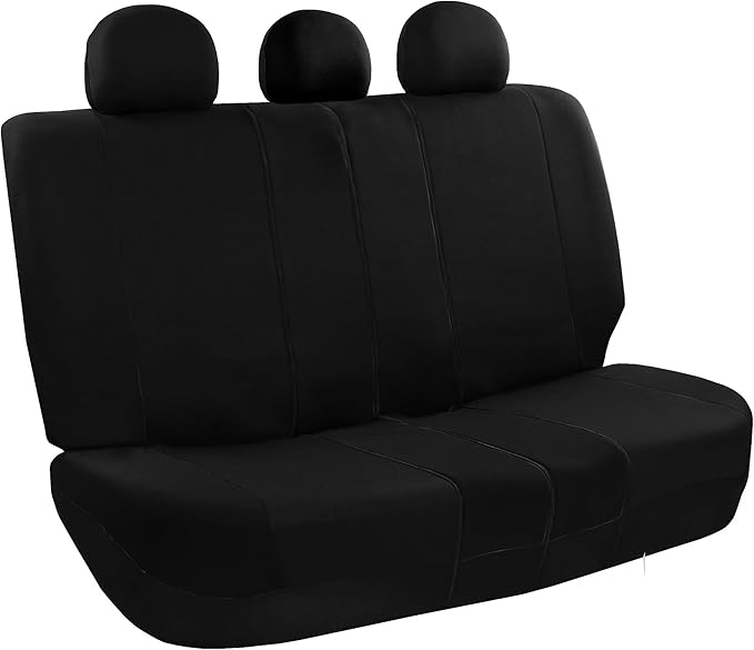 FH Group Car Seat Covers Rear Set Cloth - Universal Fit Automotive Seat Covers, Low Back Front Seat Covers, Solid Back Seat C