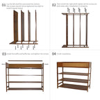 Bamboo Shoe Rack Organizer, 4 Tier Shoe Shelf Storage Organizer, for Entryway, Hallway, and Closet (Brown-31.5)