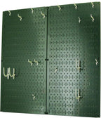Wall Control Kitchen Pegboard Organizer Pots and Pans Storage Rack Organization Kit with Green Pegboard and White Accessories