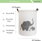 CLOCOR Collapsible Round Storage Bin/Large Storage Basket/Clothes Laundry Hamper/Toy Storage Bin (Love Elephant)