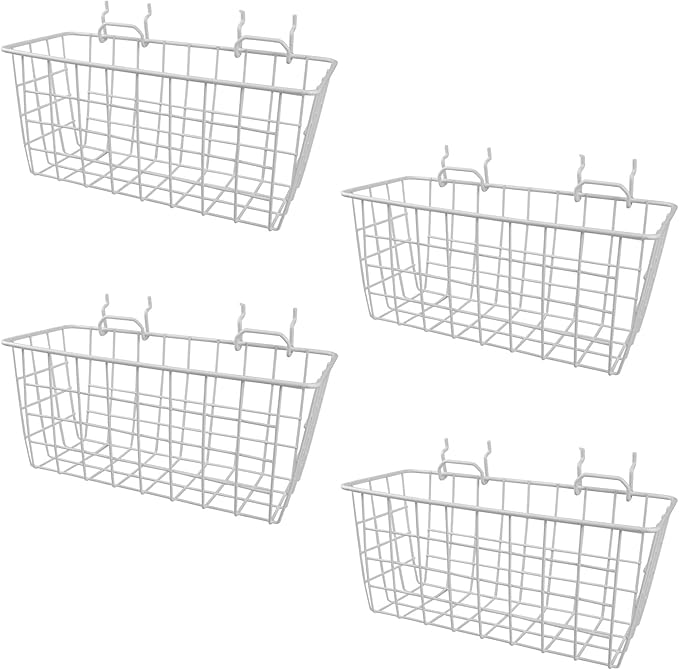 G.CORE 4 Pack Pegboard Baskets, Metal Shelves Hooks to 1/8" 1/4" Peg Boards, Peg Board Baskets Bins Set - Organize Tools Work