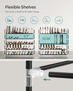 SONGMICS 5-Tier Shoe Rack, Shoe Storage for Hallway Closet, Slim and Space-Saving, Metal Frame, Non-Woven Fabric Shelves, Bla