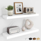 Dreamland 24Inch Floating Shelves for Wall, Rustic Wooden White Floating Shelves for Bathroom|Bedroom|Kitchen, Deep Wall Moun