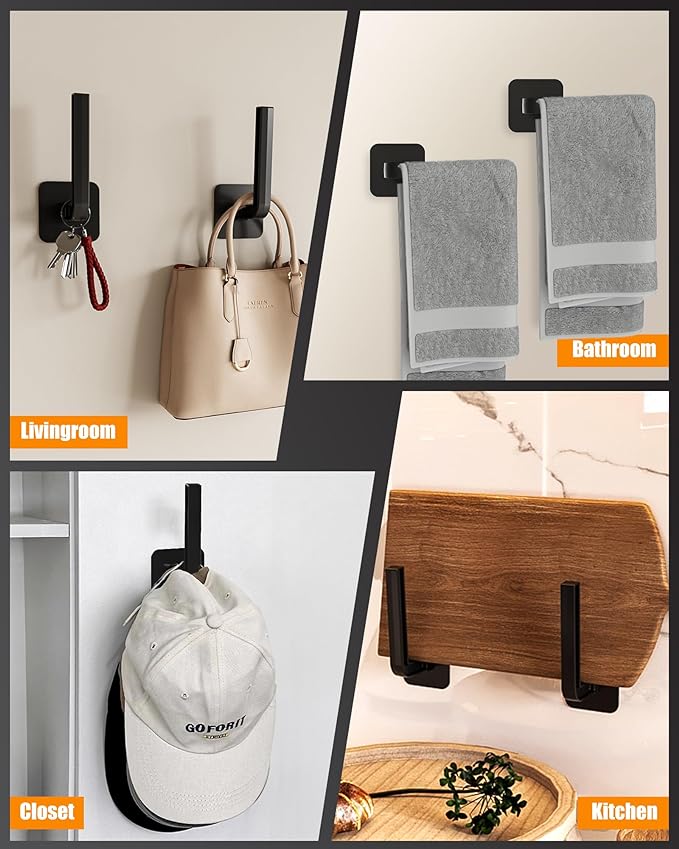 Hat Rack for Hat Storage (6-Pack), Multi-Purpose Hat Organizer, Strong Adhesive Hat Hooks for Wall Hat Organizer for Baseball