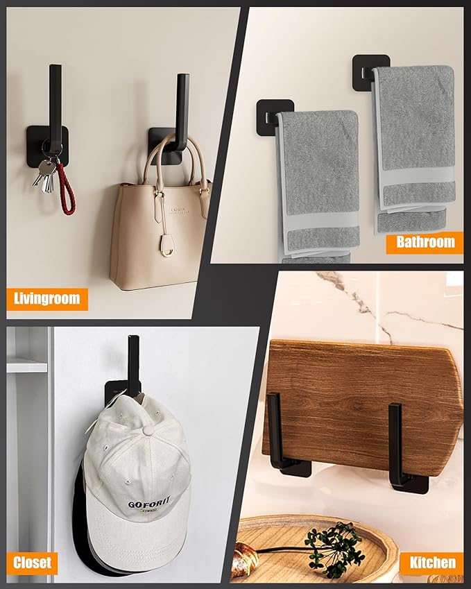 Hat Rack for Hat Storage (8-Pack), Multi-Purpose Hat Organizer, Strong Adhesive Hat Hooks for Wall Hat Organizer for Baseball