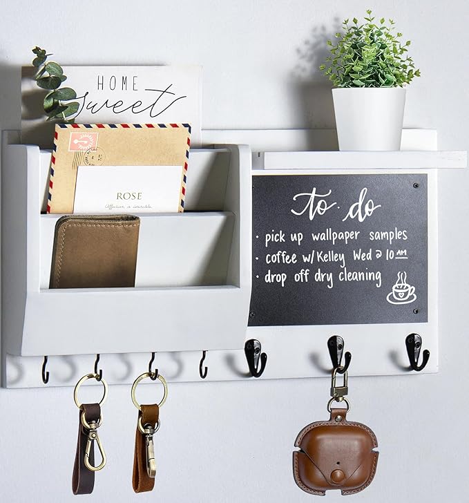 Ziivita Key Holder for Wall - Mail Holder Organizer Wall Mount with Shelf - Hanging Key Rack Hanger with Hooks Decorative for