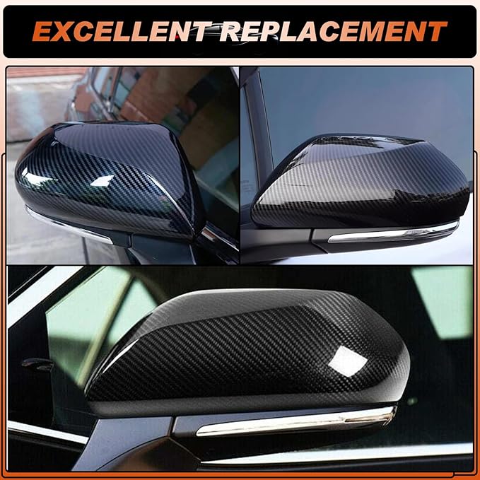 ACLONG Mirror Cover Caps Compatible with Toyota Camry 2018 2019 2020 2021 2022 2023 2024 2025 Carbon Fiber Side Mirror Cap Replacement Trim-Driver & Passenger Side-2 PCS
