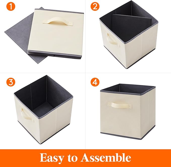 Lifewit Storage Cubes, Foldable Decorative Fabric Storage Baskets for Organizing Home Organizers with Handles for Shelves, Cl