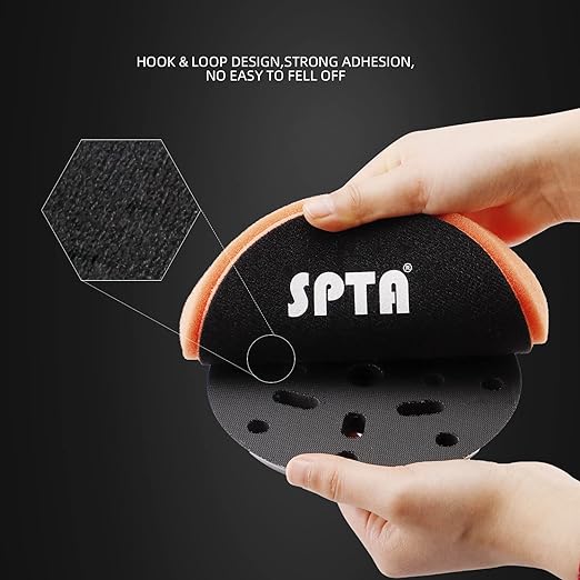 SPTA T40 Orange Medium-Cut Foam Polishing Pads, 3Pcs 5.5 Inch Face for 5 Inch 125mm Backing Plate Compound Buffing Sponge Pads for Car Buffer Polisher Compounding, Polishing and Waxing -FPTSS5O-3