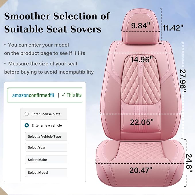 Coverado Car Seat Covers Full Set, Automotive Front and Rear Seat Covers with Backrest, Nappa Leather Car Seat Protectors Wat