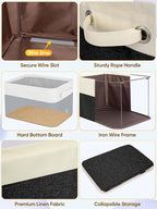 BALEINE 2 Pack Fabric Closet Storage Bins for Shelves, Linen Closet Organizers and Storage, Decorative Baskets for Organizing