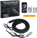 Car Dashboard LED Interior Strip Light,55''USB Powered Acrylic Neon Flexible Strip Fiber Optic LED Ambent Lighting Kits with Remote APP and Type-C Adapter(1 in 1)