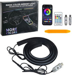 Car Dashboard LED Interior Strip Light,55''USB Powered Acrylic Neon Flexible Strip Fiber Optic LED Ambent Lighting Kits with Remote APP and Type-C Adapter(1 in 1)