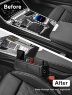 2 Pack Car Universal Fit Seat Gap Filler Organizer, Premium Leather Front Car Gap Filler, Center Console Seat Side Organizer with Card Slots for Car, SUV Truck, Easy Access to Phone, Sunglasses, Key