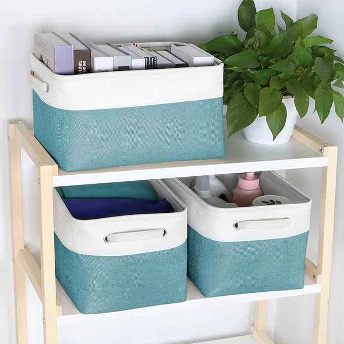 Kntiwiwo Foldable Storage Bin Collapsible Fabric Storage Basket Cube with Durable Handles Closet Organizer Bins for Organizin