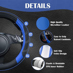CAR PASS Line Rider Microfiber 14 Inch Leather Sporty Steering Wheel Cover Universal Fits for Truck,SUV,Cars, Anti-Slip Safet