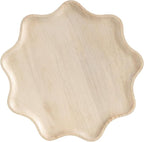 Kate and Laurel Alezar Mango Wood Wavy Round Lazy Susan Tray, 18 Inch Diameter, Light Bleached Wood, Scalloped Wooden Counter