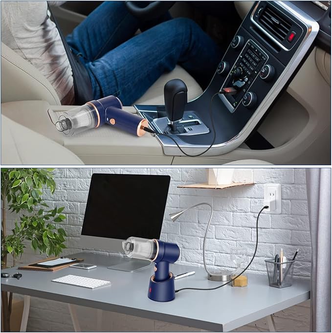 8Kpa Mini Handheld Vacuum Cleaner, 120W High Power Cordless Keyboard Vacuum, 2-in-1 Desk Vacuum & Air Duster with LED Light &