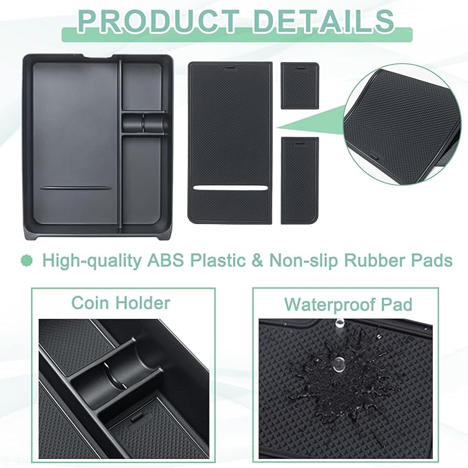 PIMCAR Center Console Organizer for 2023-2025 2026 Honda Pilot, 2024 2025 2026 Honda Passport/Ridgeline Upgrade Design Tray Accessories Interior Armrest Box Divider ABS Plastic Material-Black Trim