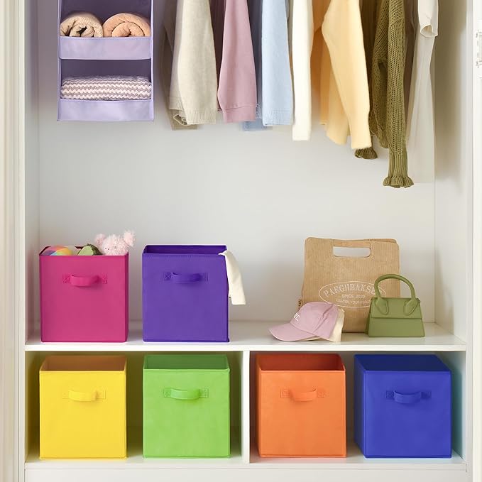 GRANNY SAYS 11 Inch Cube Storage Bins, Colorful Cube Storage Organizer, Fabric Storage Bins, Storage Cubes for Shelves, Close