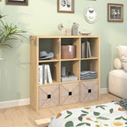 CTESNE【2026 Wooden Thick Frame 9 Cube Storage Organizer Shelf with Anti-Tipping Kits + Reversible Open Back Bookcase, Horizon