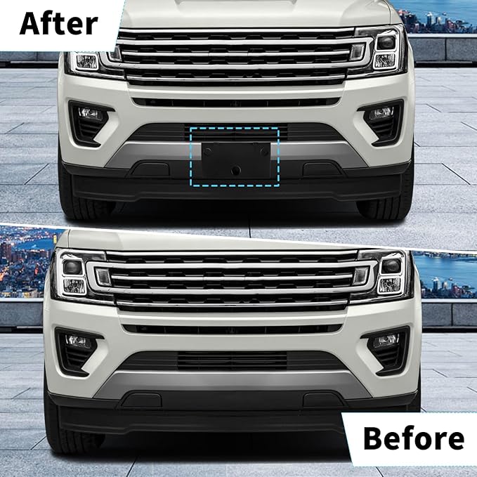 Front Bumper License Plate Frame Bracket Compatible with Ford Expedition 2018 2019 2020 2021 2022 2023 2024, Black License Fr