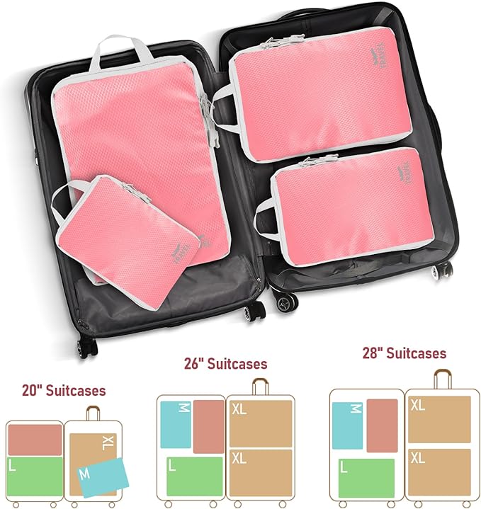 5 Set Packing Cubes For Travel Essentials, Luggage Packing Organization Cubes Suitcase Organizer Bags Set For Luggage Travel 