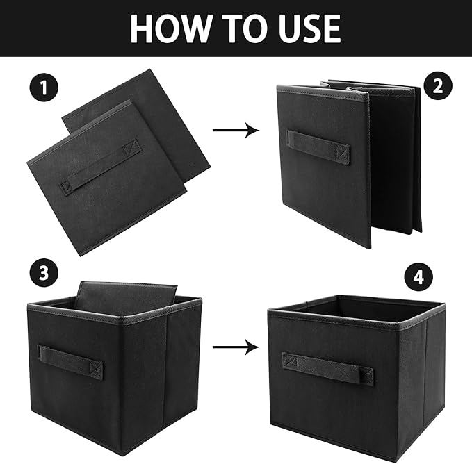 EBIGIC storage bins collapsible storage bins，cube storage organizer （Pack of 3） 10.5 * 10.5 * 11inch，For home and office Coll