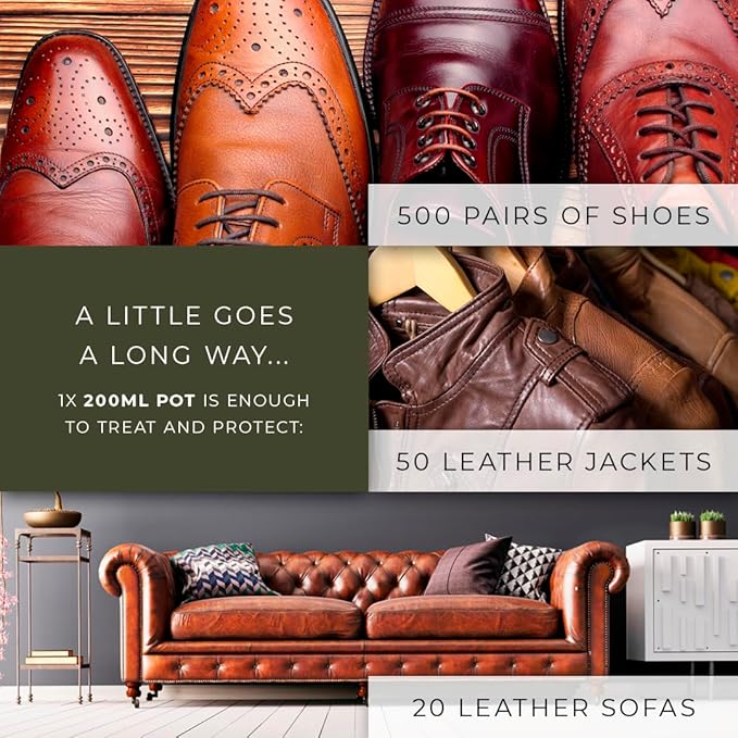 Renapur Leather Balsam, Natural Conditioner, Protector and Restorer — for Leather Furniture, footwear, Purses & Bags, Car int