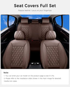 Huidasource Coffee Seat Cover, Nappa Leather Car Seat Cover, Velcro Adjustable, Compatible with Airbags, Armrests, Child Seat