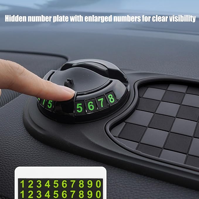 S-SNAIL-OO Multifunction Car Anti-Slip Mat, Multifunction Car Dashboard Mobile Phone Holder with Temporary Parking Number Pad