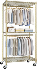 FUTASSI P1 Medium Heavy-Duty Portable Closet, 30" W x 14" D x 76" H, Metal Rolling Clothing Rack, Gold
