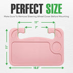 lebogner Steering Wheel Tray, Car Tray for Eating, Hook On Steering Wheel Desk for Food, Laptop and Car Accessories, Car Road Trip Must Haves Gadgets Car Table (Light Pink)