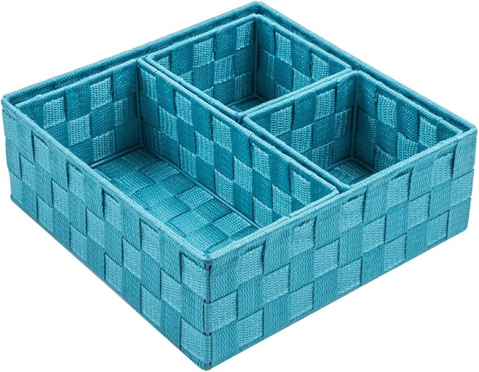 Posprica Woven Storage Baskets for Organizing, Small Black Baskets Cube Bin Container Tote Organizer Divider for Drawer, Clos