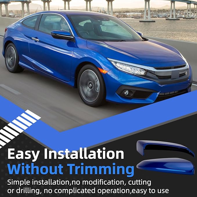 Passenger Side Mirror Cover Replacement for Honda Civic 2016-2021, Insight 2019-2021 - Right Side Mirror Covers, Rear View Mirrors Cap Dazzling Blue