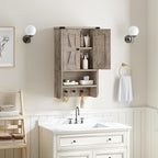 MAHANCRIS Bathroom Wall Cabinet, Farmhouse Medicine Cabinet with Adjustable Shelf, 3-Tier Wall-Mounted Storage Cabinet with 3