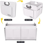 Homeve Trunk Organizer, Car Storage, Reinforced Handles, Collapsible Multi-Compartment, Foldable, Waterproof, Sturdy, 600D Oxford Polyester For Car, SUV, Mini-Van, White, 2 Compart