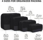 4 Piece Compression Packing Cubes for 3–7 Day Travel, Lightweight Travel Organizers with Breathable Mesh, Double-Zipper Packi