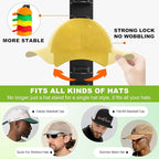 Haiou Hat Rack Hat Organizer for Baseball Caps Wall Mounted Hat Hanger Strong Adhesive Hat Hooks Hold up to 16 Hats for Home 