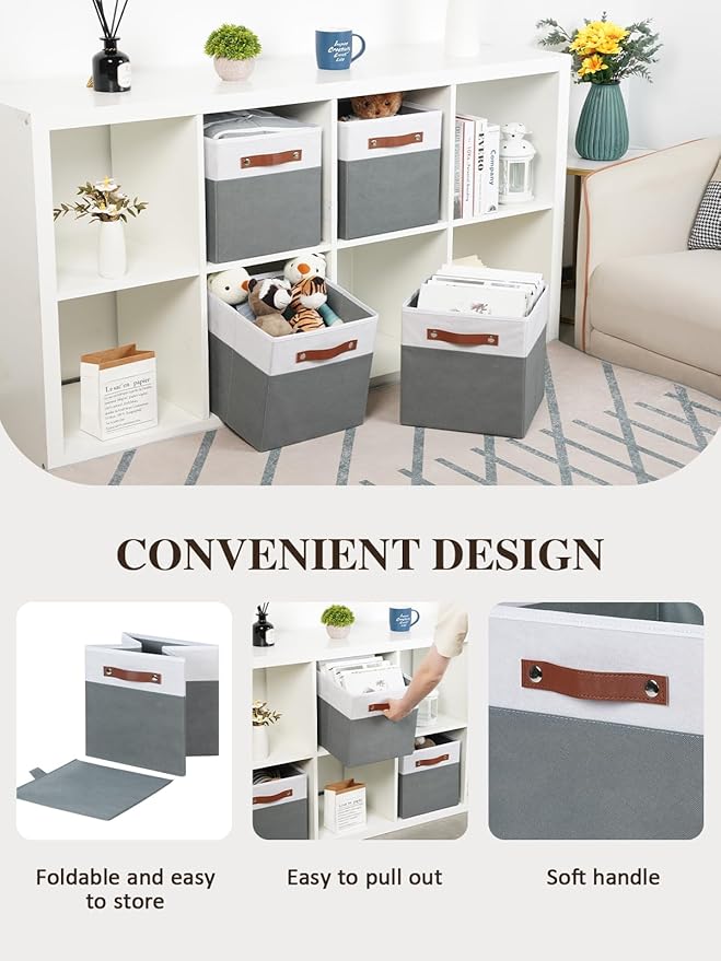 Temary 11x11 Storage Cubes Fabric Cube Storage Bins with Handles Clothes Storage Boxes Baskets for Organizing Home, Shelf, Cl