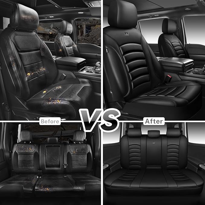 CAR PASS 3D Foam PU Leather Car Seat Covers, Universal Seat Covers Full Sets for Trucks SUV Sedan Automotive Seat Covers Armr