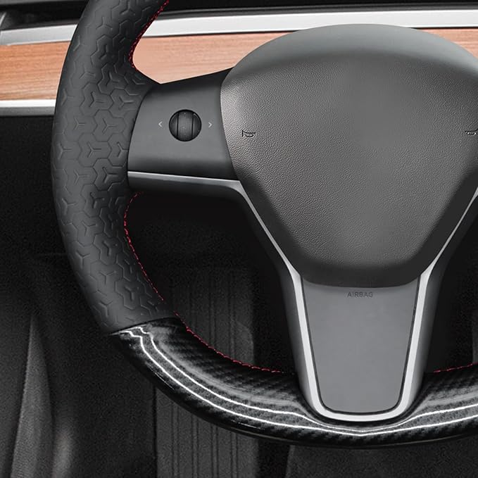 MEWANT Hand Stitched Steering Wheel Cover for Tesla Model 3 2017-2023 / Model Y 2020-2023 for Tesla Model 3/Y Accessories