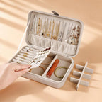 Luxury Small Travel Jewelry Box with Earring Compartments, Rectangle Jewellery Organizer Case for Women,Valentine's Day Gift 