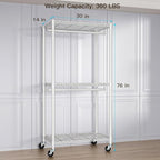 FUTASSI P1 Medium Heavy-Duty Portable Closet, 30" W x 14" D x 76" H, Metal Rolling Clothing Rack, White