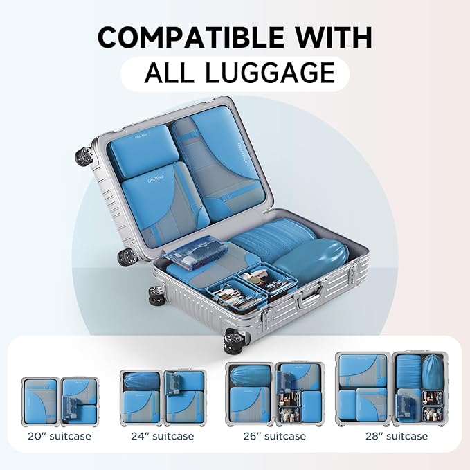 11 Set Packing Cubes for Travel, Gifts for Women Mom Kids, TSA Approved Bags for Makeup, Cosmetic,Toiletry, Suitcase Organize