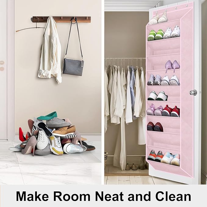 SLEEPING LAMB Over The Door Shoe Organizer for Closet, Kids Sneaker Storage for Hanging Shoe Rack for Door with Large Deep Po