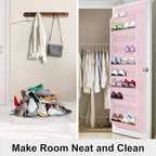 SLEEPING LAMB Over The Door Shoe Organizer for Closet, Kids Sneaker Storage for Hanging Shoe Rack for Door with Large Deep Po