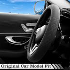 Car Leather Steering Wheel Cover - Panapi Material, Universal 14.5-15 Inch Leather Anti-Slip Breathable Auto Steering Wheel C